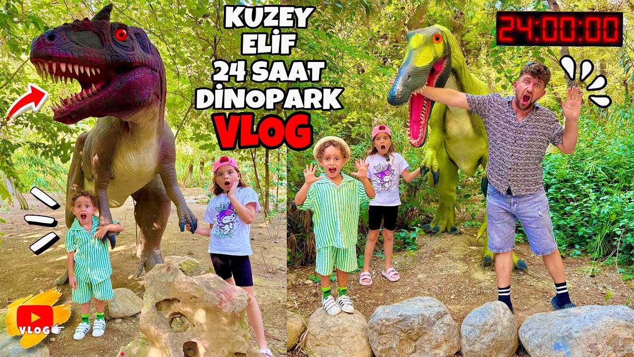 KUZEY ELİF 24 SAAT ANTALYA DİNOPARK VLOG !! TREXLER VE DEV DİNAZORLAR VAR !!