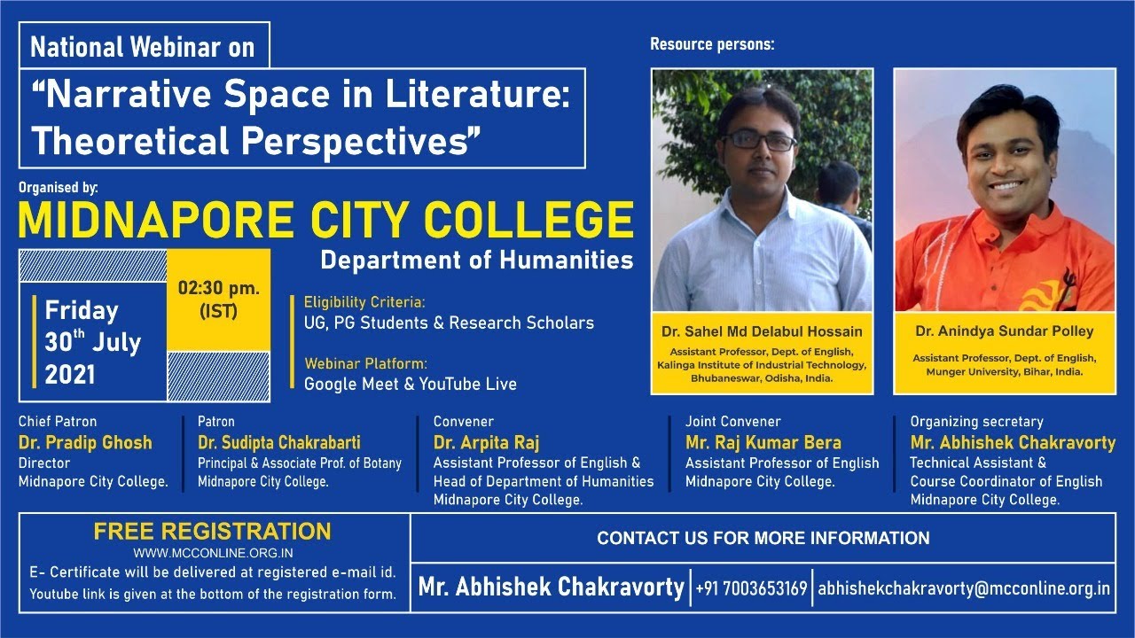 National Webinar on &ldquo;Narrative Space in Literature: Theoretical Perspectives&rdquo; | MCC | #webinar