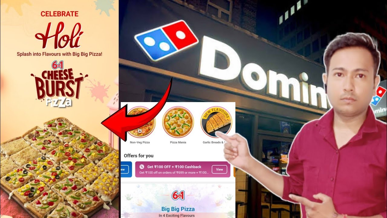 Dominos Holi Big Big Cheese Burst Offer 2026 | Dominos New Offer Welcome 100 Off Deals 2026