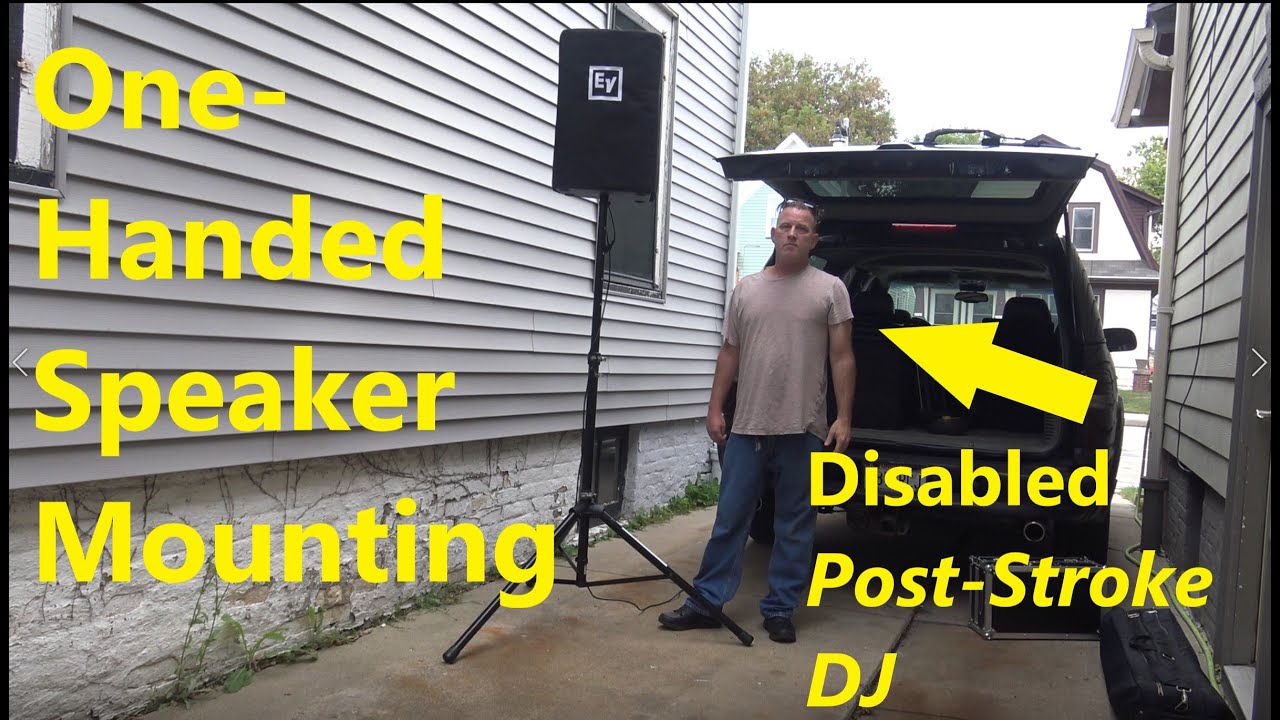 Disabled Mobile DJ Mounts an EV EKX12 Top On a Speaker Stand With One Hand