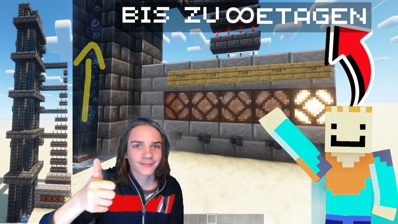 Dieser Minecraft Wasseraufzug hat &infin; Etagen! 😱 Etage mit Redsone ausw&auml;hlbar!