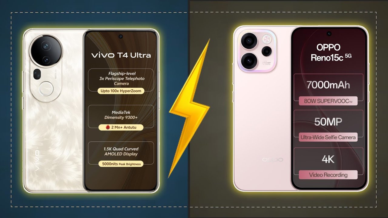 Full Comparison : Vivo T4 Ultra Vs Oppo Reno 15c 😯