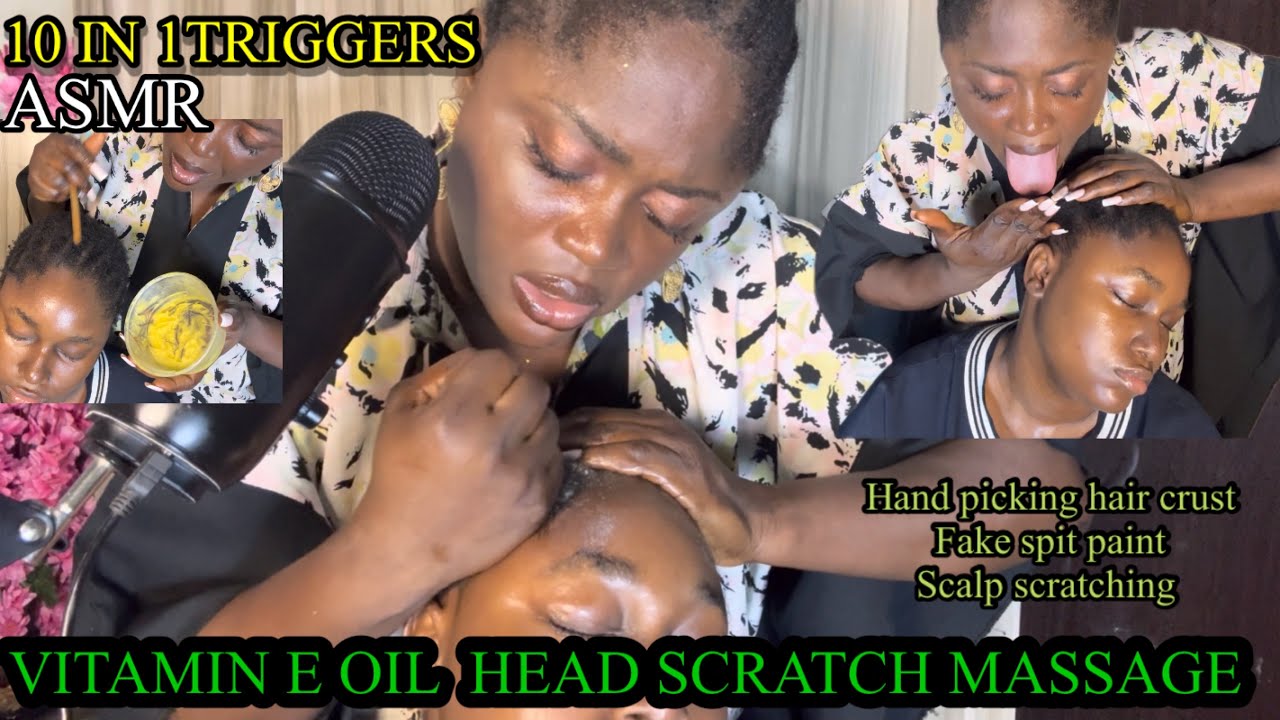 Asmr✨HAND Picking Hair crust, Vitamin E Capsule Scalp scratch, Edge Laying, SPIT PAINT+ Ear cleaning