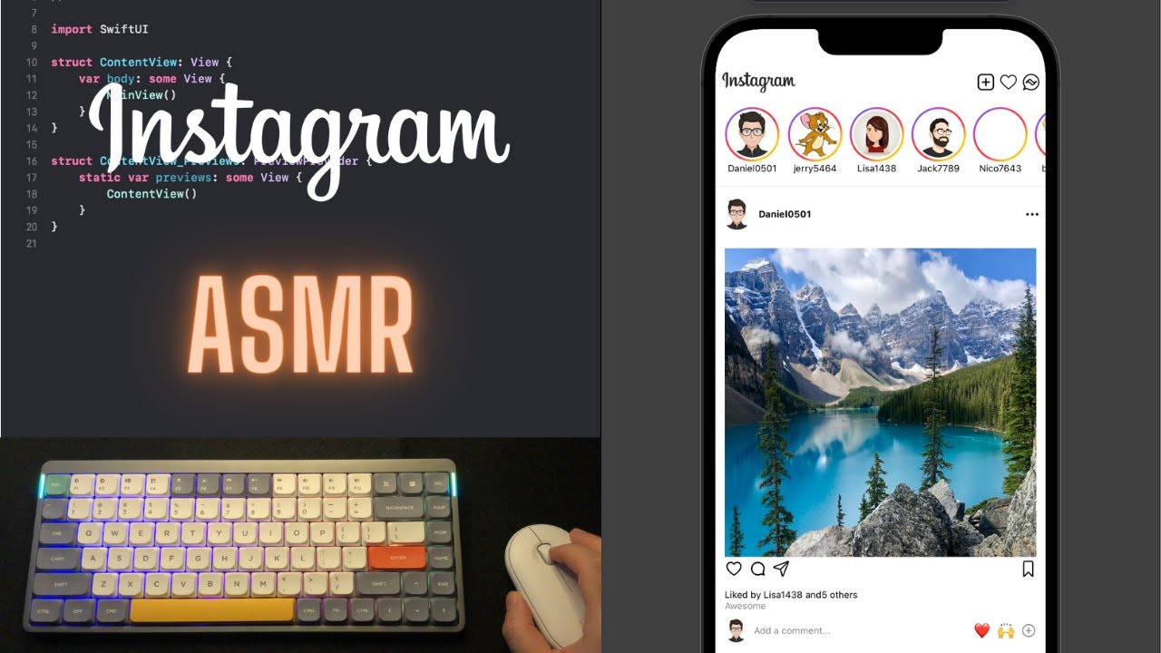 ASMR Programming - Coding Instagram Homepage iOS - No Talking
