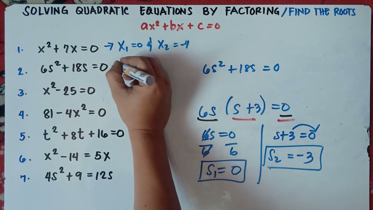 Solving Quadratic Equations by Factoring and then Finding the roots