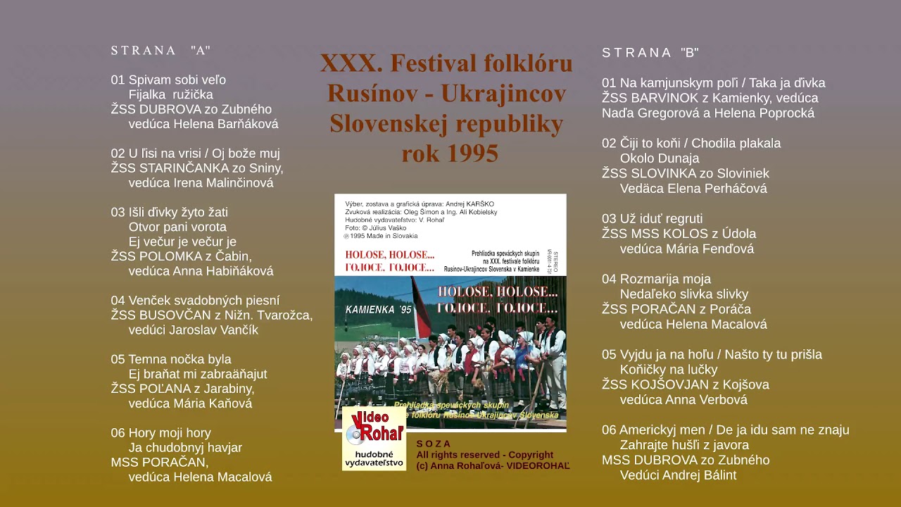 PORAČAN z obce Poráč, Hory moji, Ja chudbonyj havjar - rusínske ľudové piesne, VIDEOROHAĽ