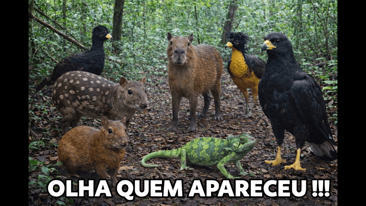 SURREAL! 🐾 Paca, Capivara, Cutia, Mutum, Tatu, Camaleão e Gavião na Câmera | Wildlife Gathering
