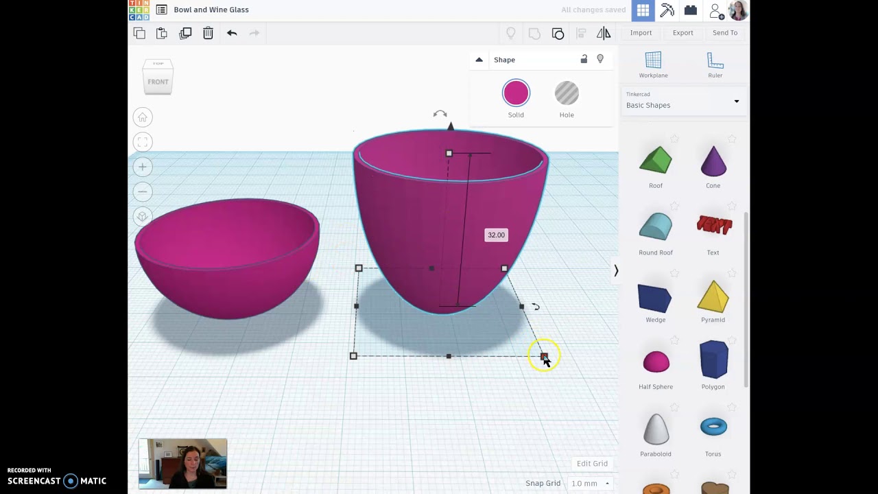Tinkercad Bowl and Glass