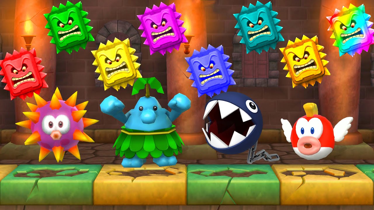 Mario Party 9 - Pianta vs Chep Chep vs Chain Chomp vs Porcupine 