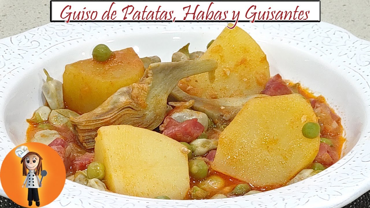 Guiso de Patatas, Habas y Guisantes | Receta de Cocina en Familia