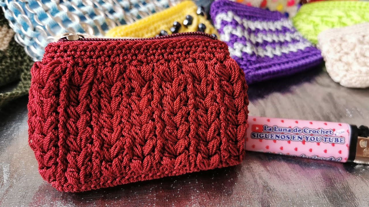 Monedero Tejido a Crochet Punto Espiga