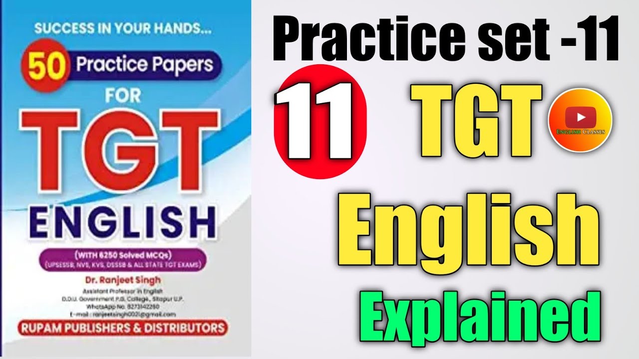 TGT English Practice set-11| Dr. Ranjeet Singh | TGT English Model Paper Exam में आने वाले प्रश्न