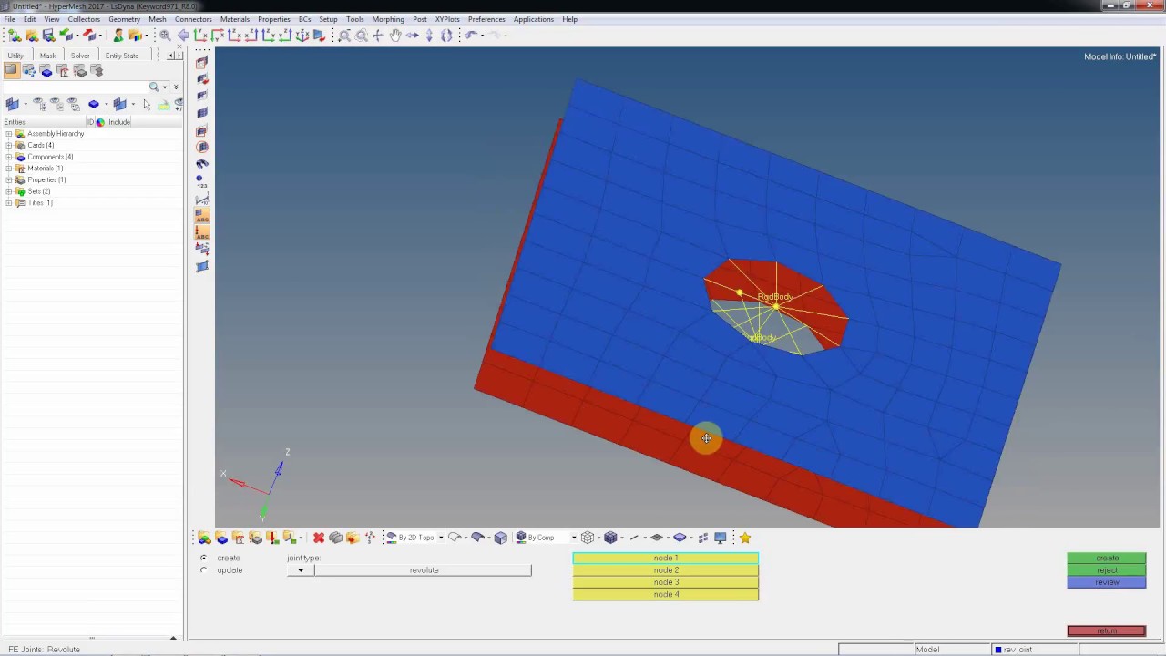 REVOLUTE JOINT USING HYPERMESH FOR DYNA