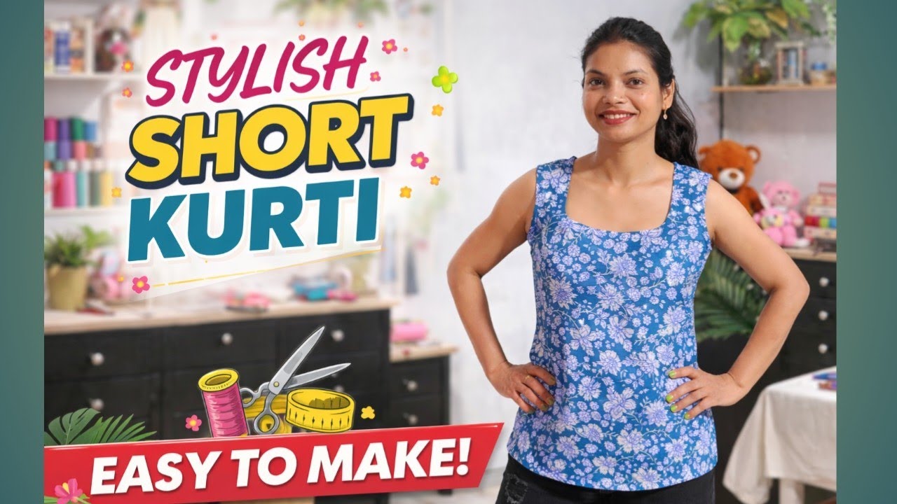 Shorts pack neck kurti cutting step by step in hindi/ easy stitching 