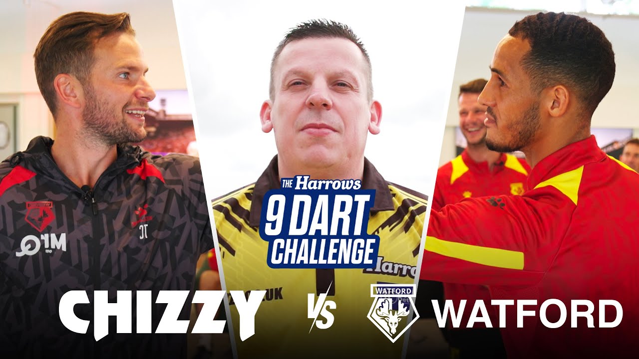 3 Pro Footballers VS Dave ‘Chizzy’ Chisnall ⎸Chizzy takes on Watford in The Harrows 9 Dart Challenge