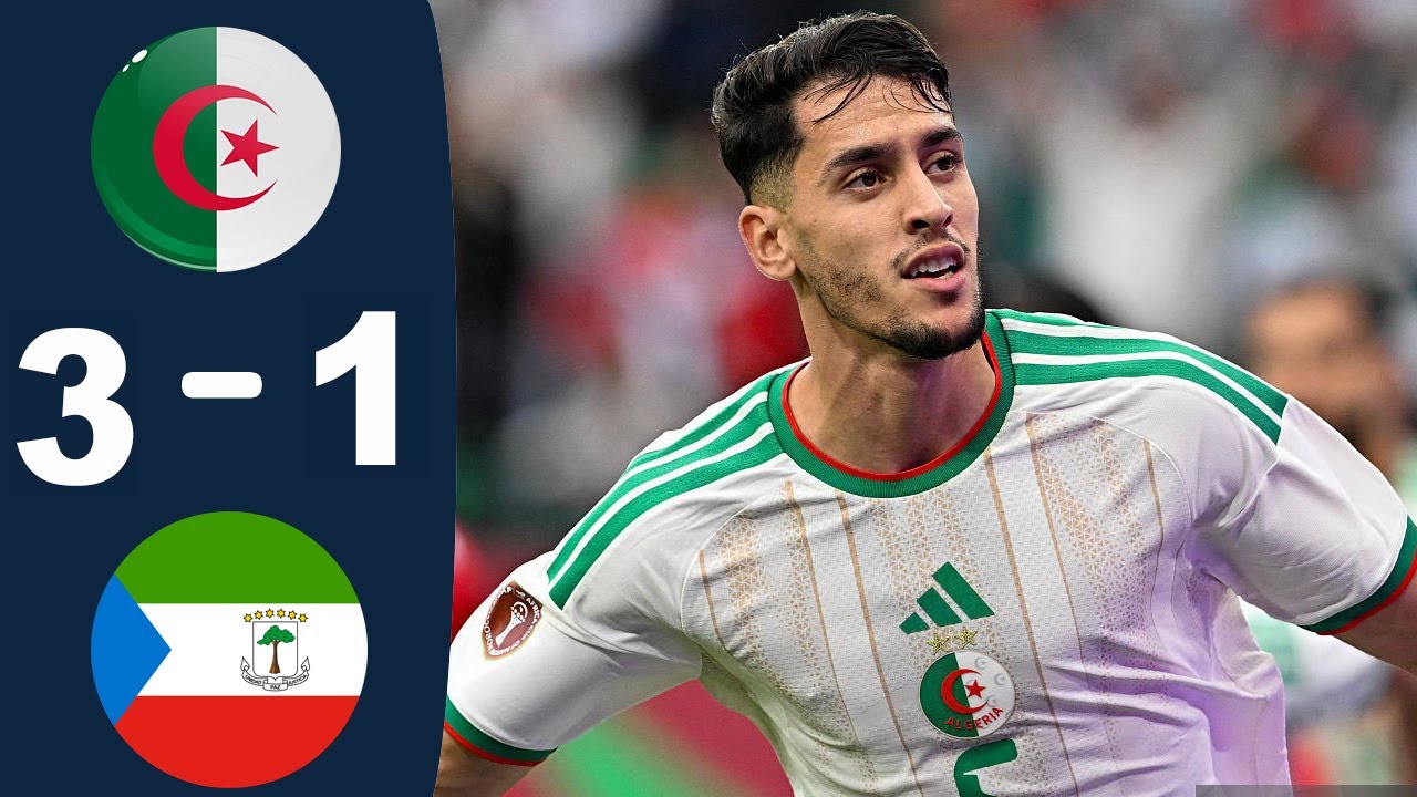 ملخص مباراة الجزائر و غينيا الاستوائية 3-1 مبارة المتعة - اهداف الجزائر و غينيا اليوم