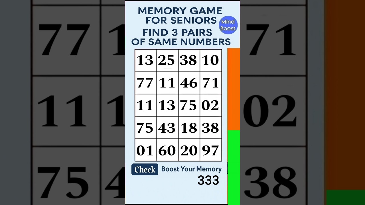 Senior Brain Challenge &ndash; Can You Find the Pairs? | Match the Numbers