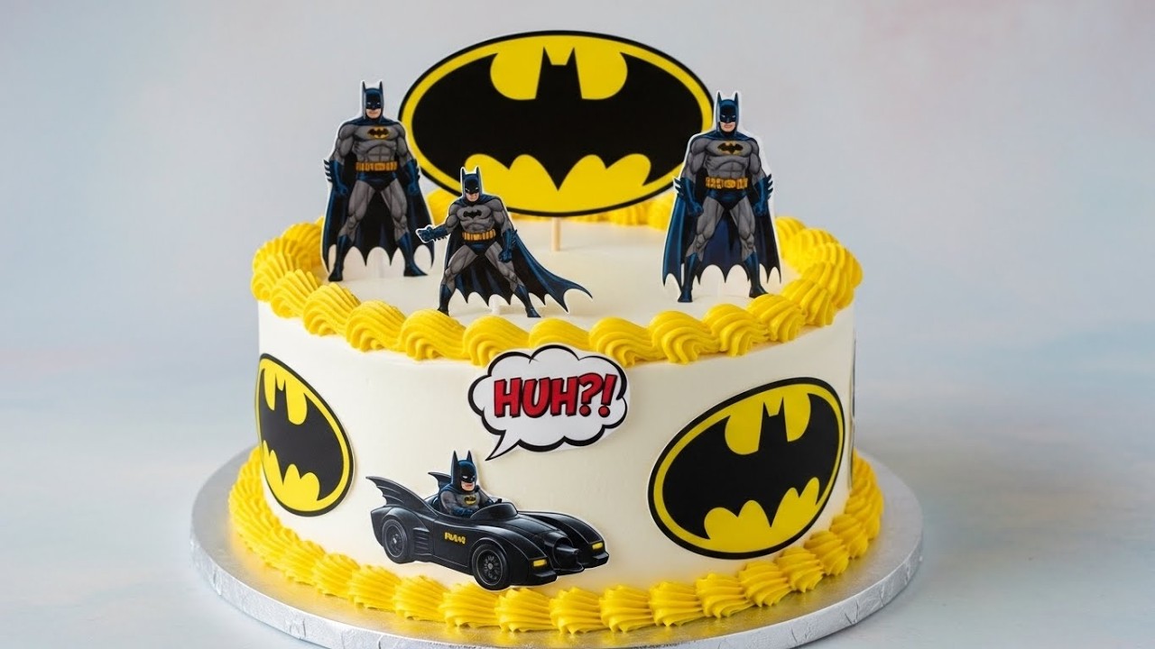 Batman Theme Cake Decoration | Easy Superhero Birthday Cake Design