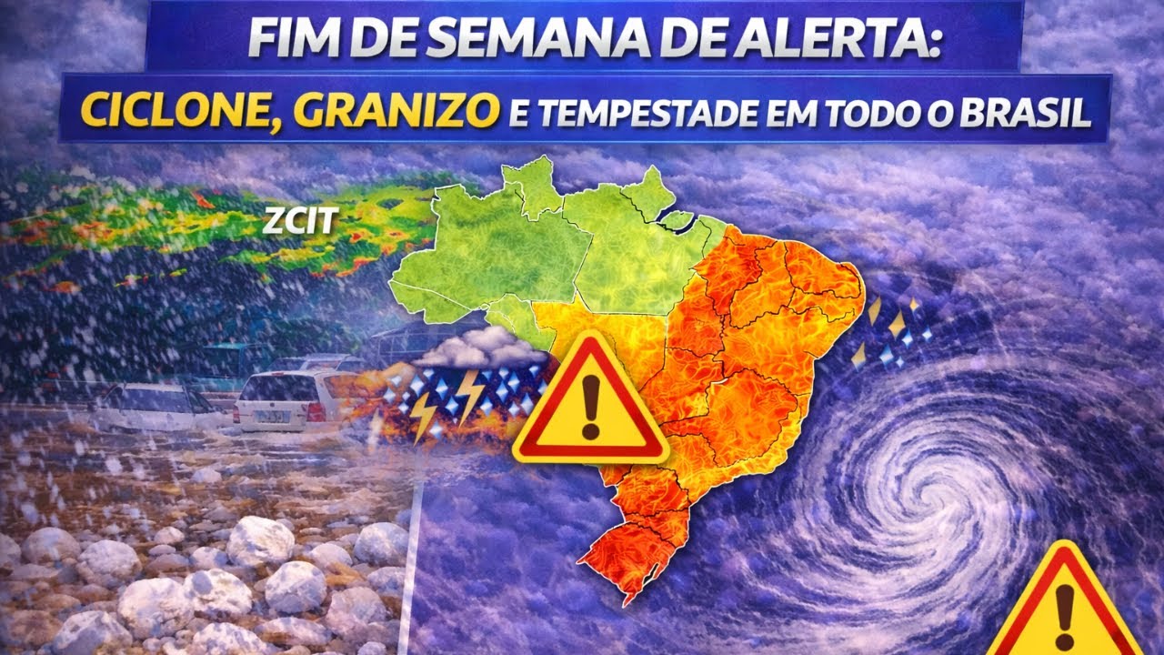 TEMPO SEVERO NO FIM DE SEMANA: CICLONE E ZCIT TRAZEM CHUVA ÀS 5 REGIÕES