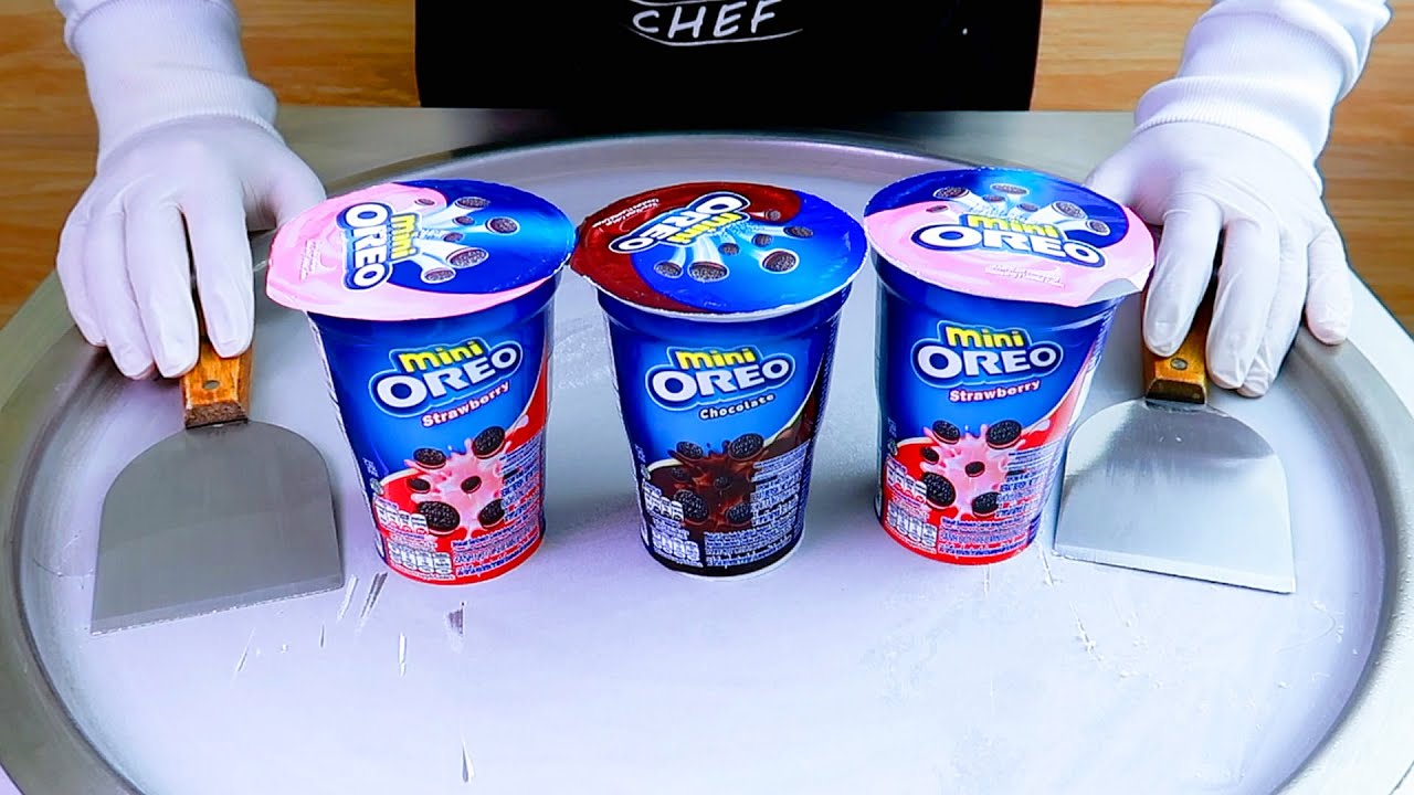 mini oreo ice cream rolls street food - ايسكريم رول على الصاج اوريو ميني