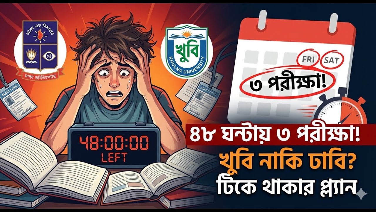 ৪৮ ঘন্টায় ৩টি পরীক্ষা! খুবি নাকি ঢাবি? শেষ মুহূর্তের গাইডলাইন | Admission 2025