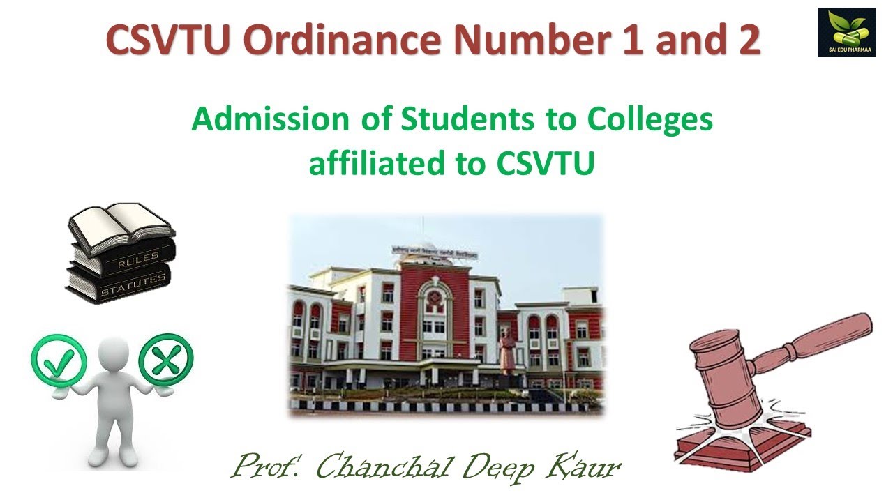 CSVTU ordinance 1 and 2 Admission of Students to Colleges affiliated to CSVTU #saiedupharmaa