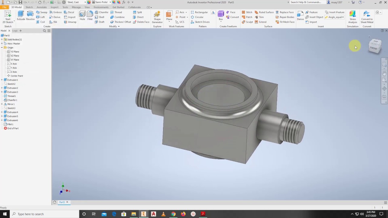 Inventor 3D Crane Hook (Part 3)