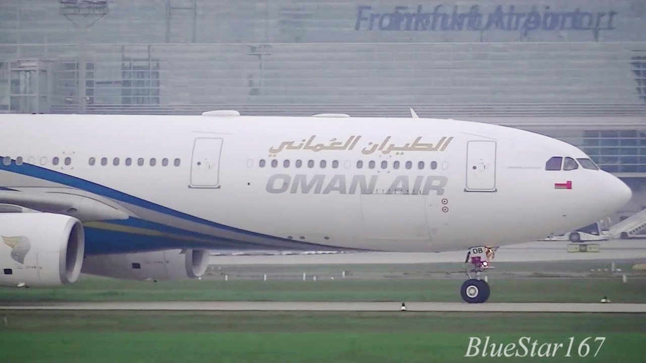 Oman Air Airbus A330-300 (A4O-DB) landing at FRA/EDDF (Frankfurt - am Main) RWY 07R