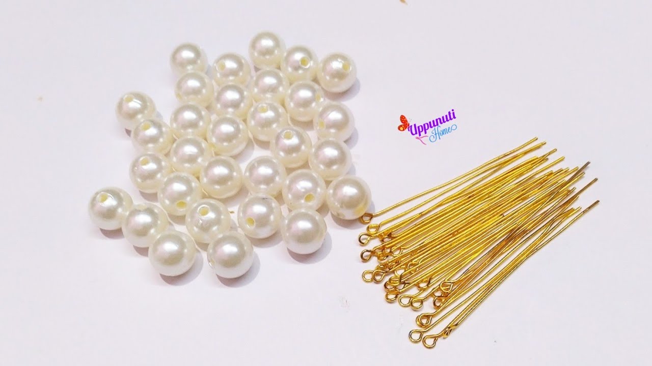 Simple And Beautiful Pearl Earrings Making At Home | DIY | Pearl Drop Earrings | uppunutihome