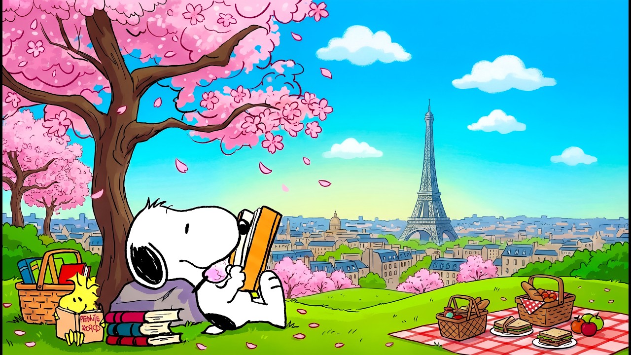 Snoopy’s Cherry Blossom 𝐏𝐢𝐜𝐧𝐢𝐜 𝐢𝐧 𝐏𝐚𝐫𝐢𝐬 🌸 Cozy Lofi for Relax & Study | Snoopy Lofi Chill Beats