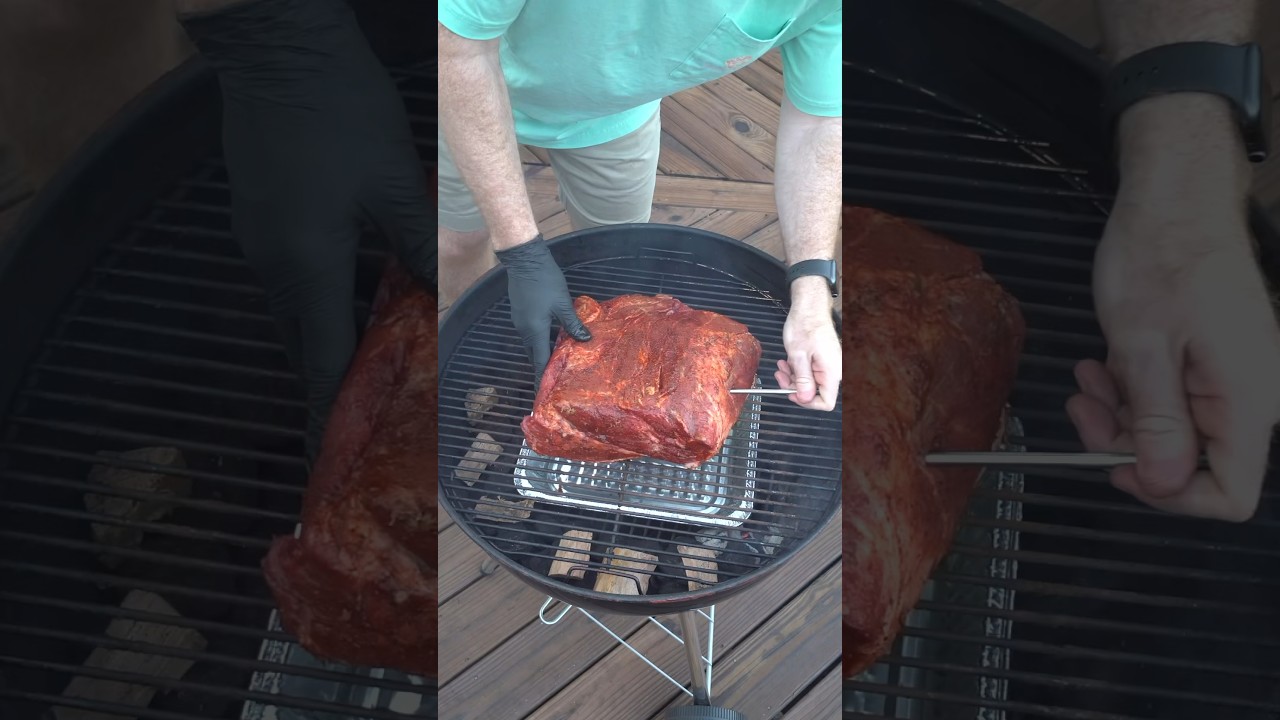 Smoking a Pork Shoulder in a Weber Kettle with the Snake Method
