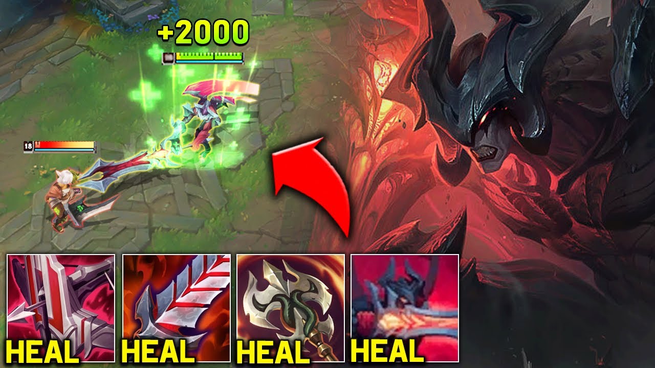 Aatrox but I have 200% Lifesteal and Every Auto Heals me to Full Health