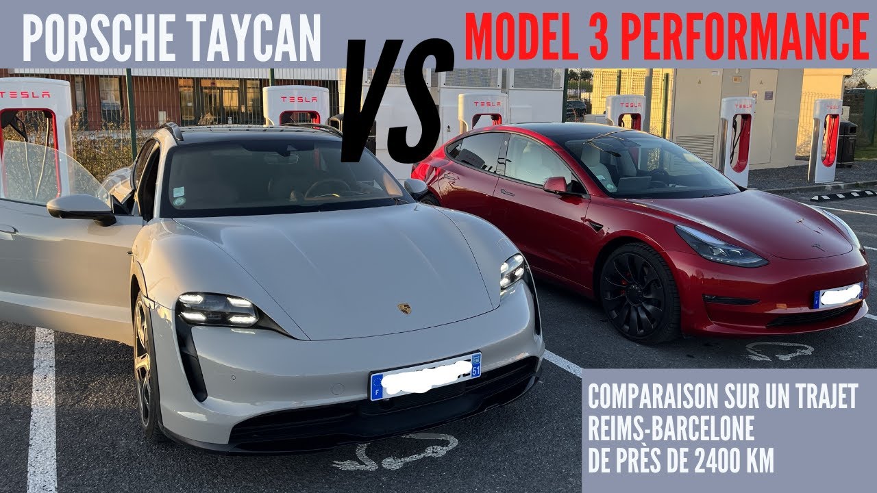 Tesla Model 3 Perf VS Porsche Taycan : quelle est la meilleure voiture sur un trajet de 2400 km ?