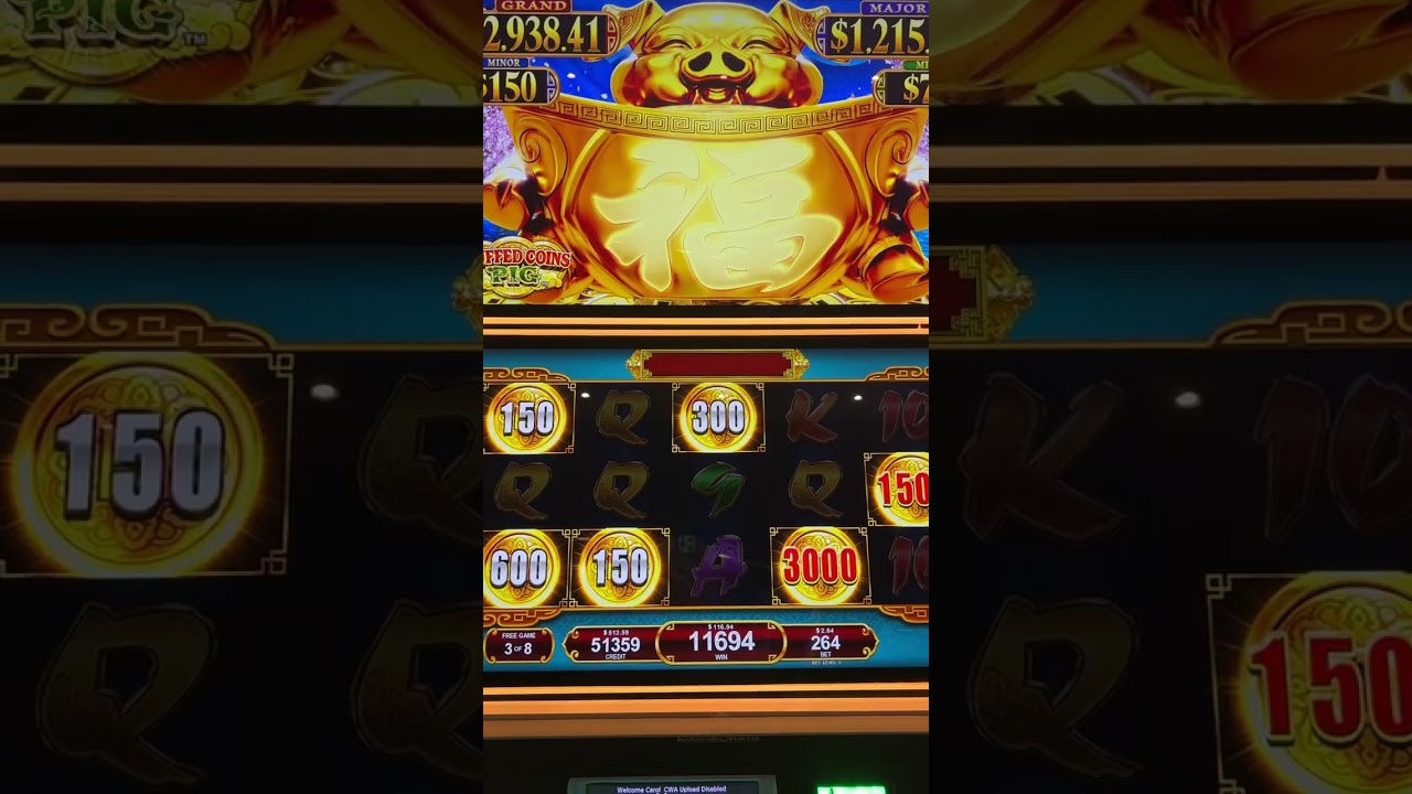 Stuffed Coins Pig Slot - free spins with lots of respin feature - BIG WIN! #slots #konami