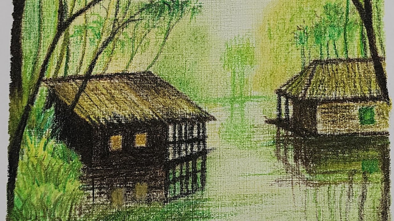 Calm Nature Scenery with Oil Pastels | Step-by-Step Timelapse