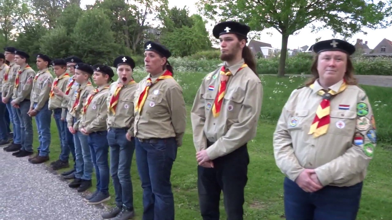 Leden Scoutinggroep John McCormick bij Herdenking 4 mei 2019