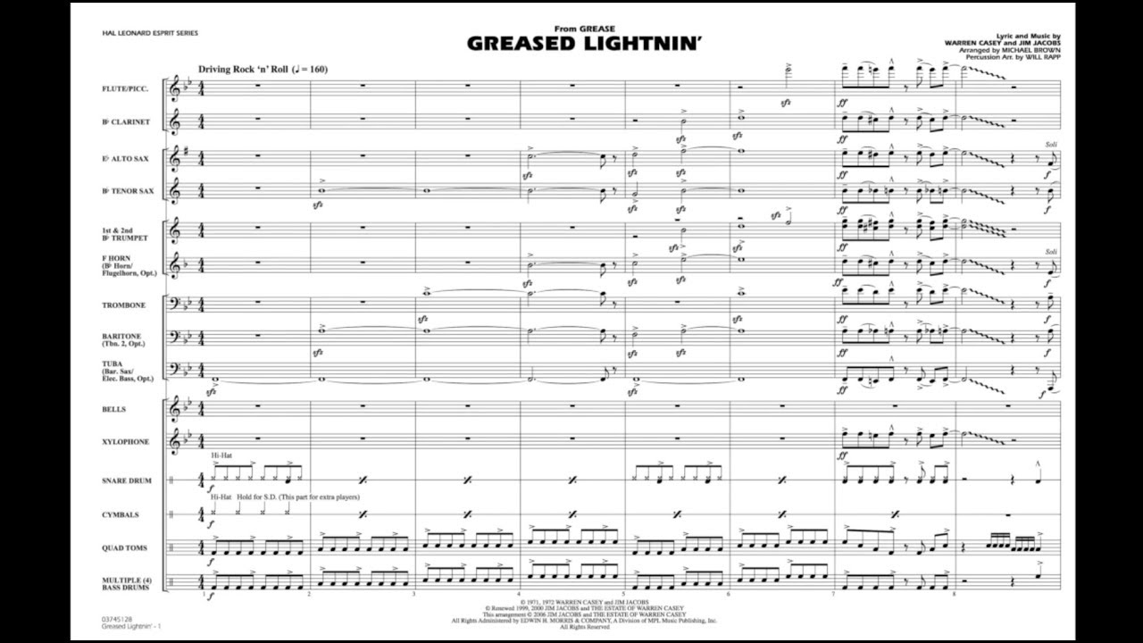 Greased Lightnin' (from Grease) arranged by Michael Brown
