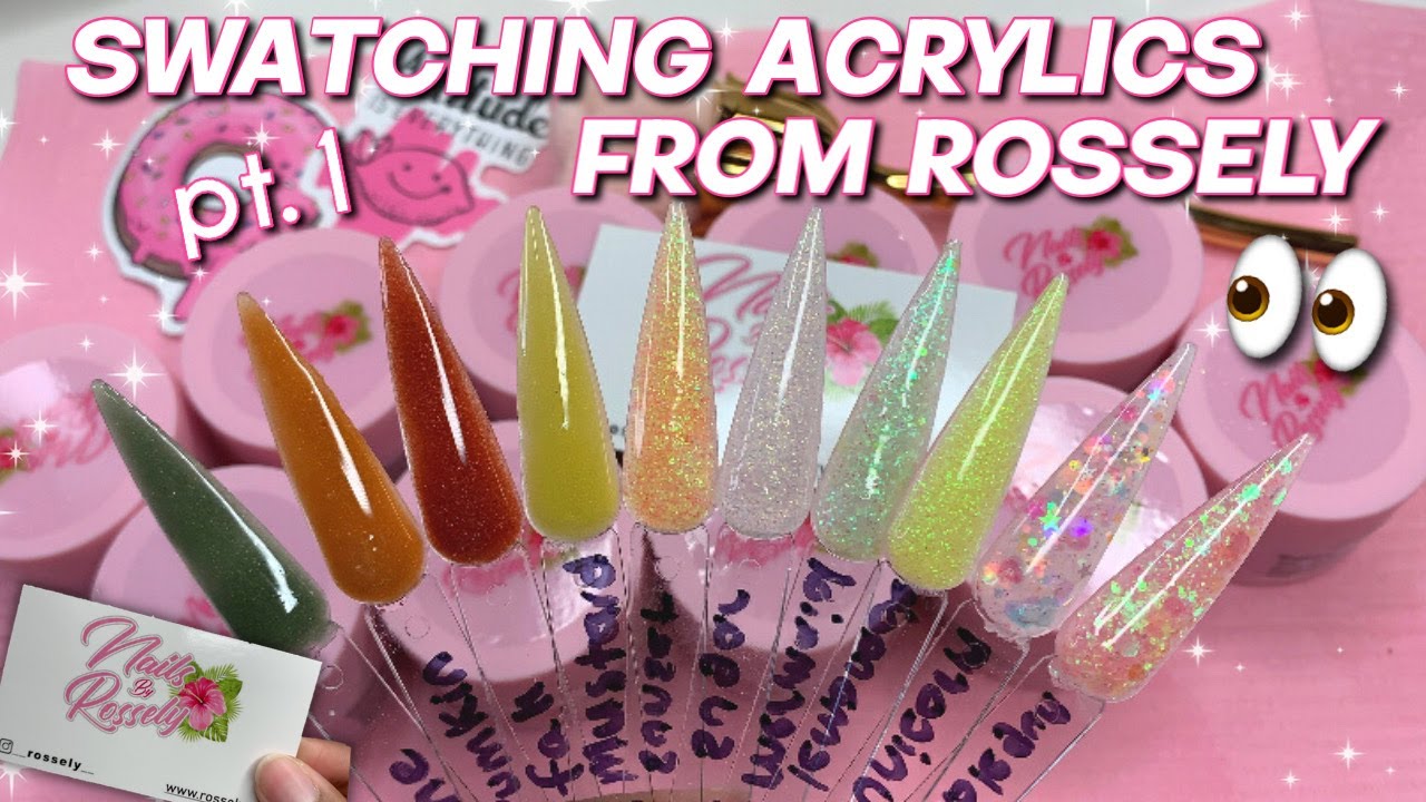 UNBOXING & SWATCHING ACRYLICS FROM ROSSELY | Fall & Glitter Collection | Acrylic Swatching