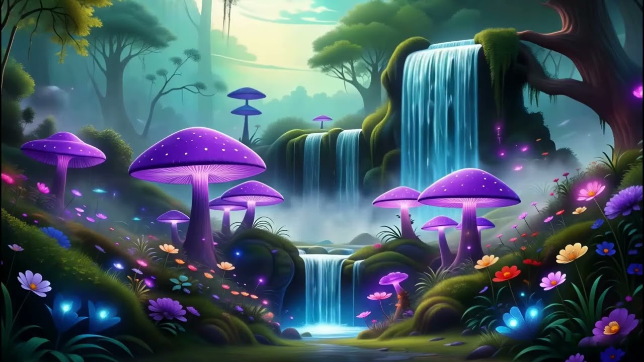 Magical Forest River Escape 🍄🌊 Relaxing Waterfall Sounds for Sleep & Meditation