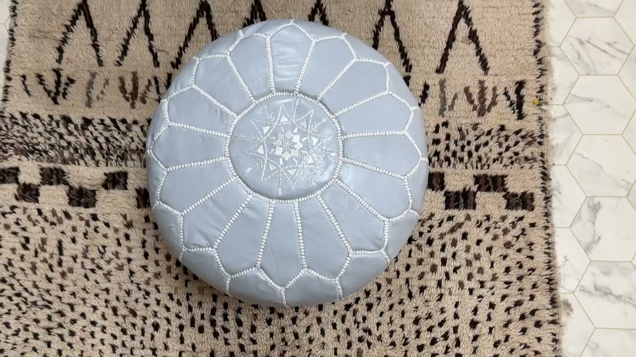 Kechart &ndash; Moroccan pure leather pouf, handmade floor ottoman, traditional Moroccan chairs & ottomans