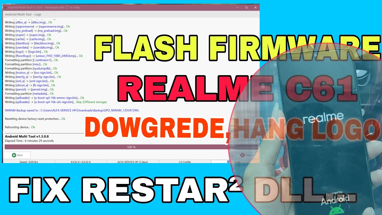 Cara Flash Realme C61 (RMX3930) Dowgrede / Hang ON Logo fix Realme Restar²