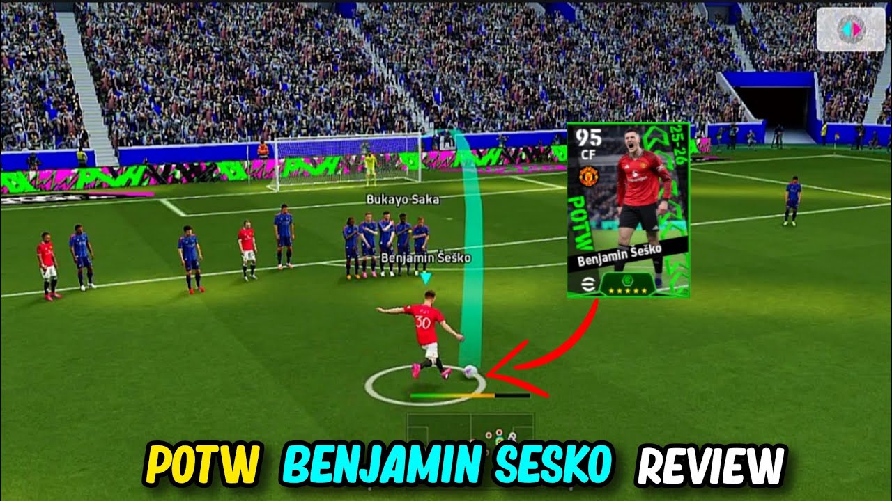 Benjamin Sesko POTW 101card Review GAMEPLAY league In eFootball 2026 Mobile