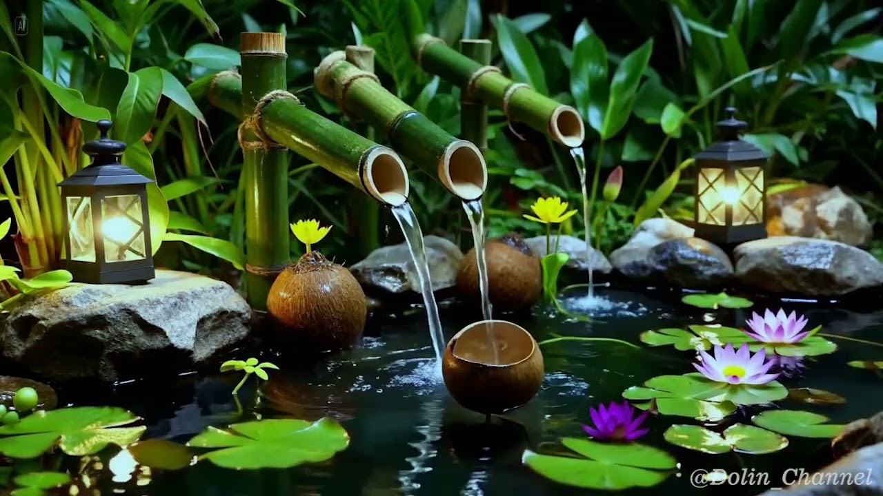 Moonlit Bamboo Water Sanctuary 🌿 Healing Night Sounds Beneath the Stars