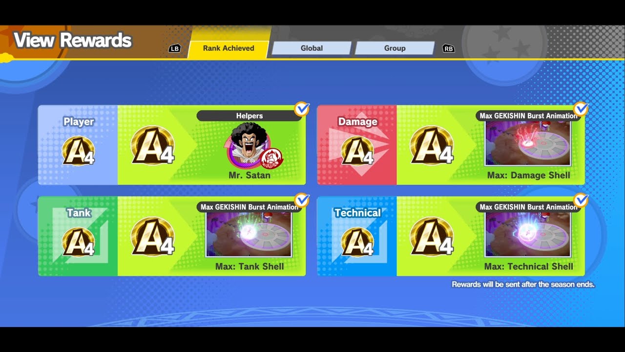 A4 SEASON REWARDS COMPLETE!!!!!!!!!!!!! | Dragonball Gekishin Squadra Ranked Matches