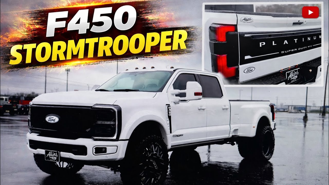 Ford F-450 Akins Platinum Stormtrooper Reserve 2024 года выпуска на 26-дюймовых дисках.