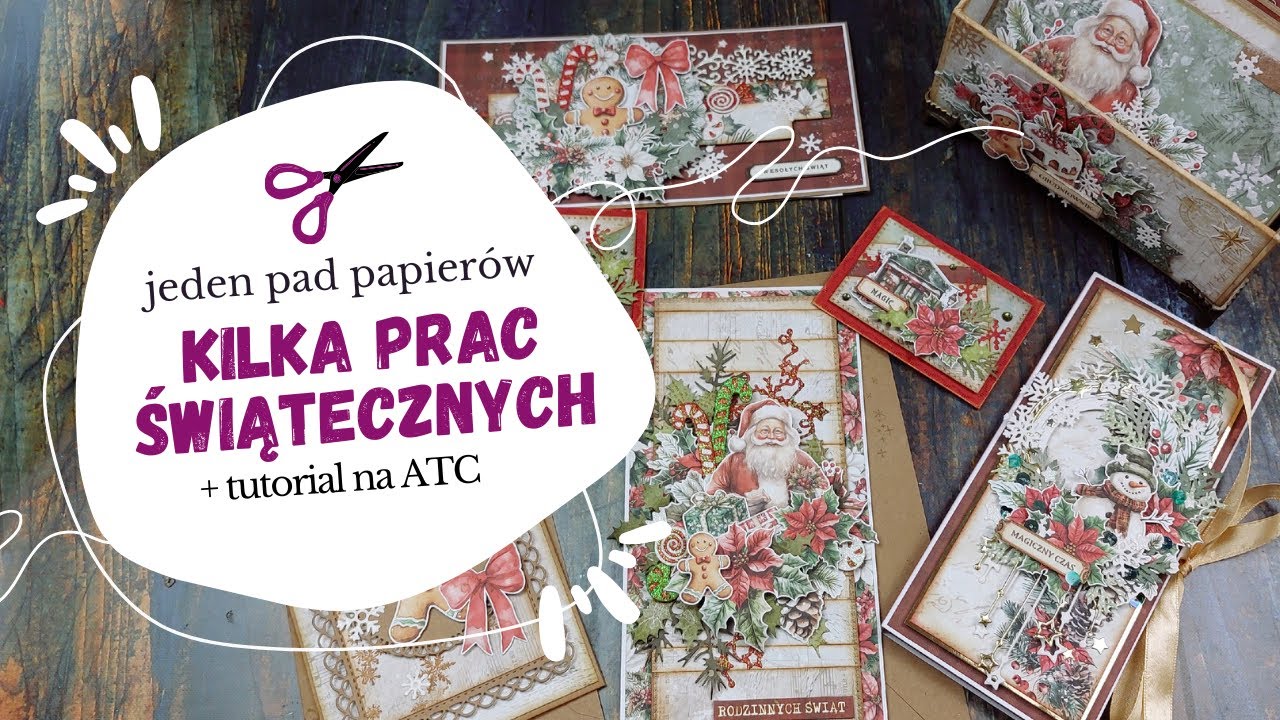 Jeden zestaw papierów - kilka prac · Tutorial na ATC · Craft&You Design - Christmas Time