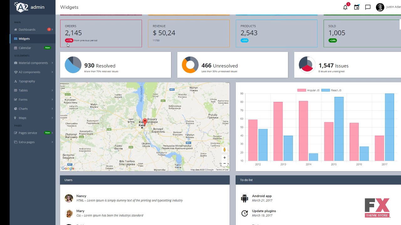 A2 Admin - Angular 4 Material Design Admin Template TMT | Free Templa