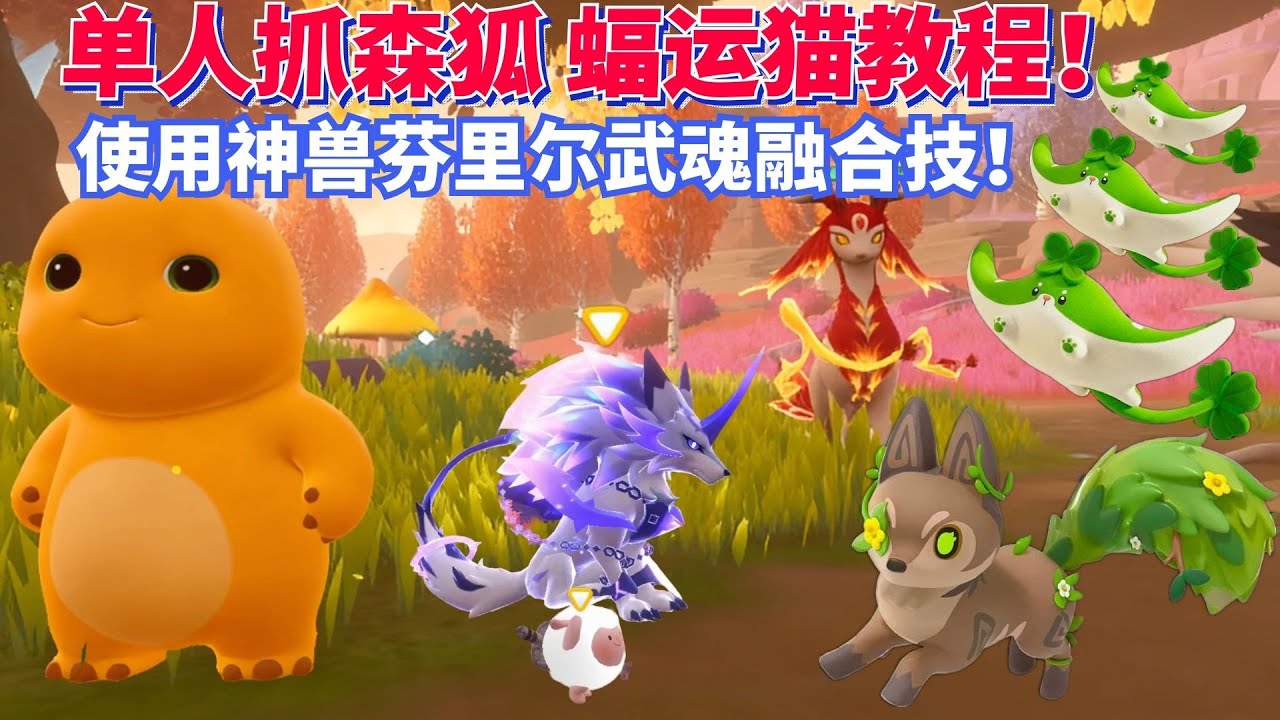 单人抓森狐，蝠运猫教程！使用神兽芬里尔武魂融合技！【蛋仔罗修大美丽】