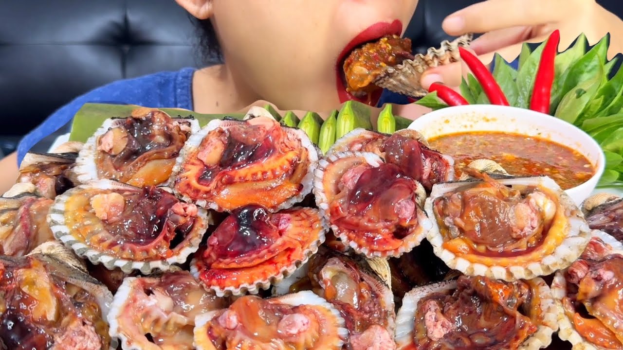 Thaifood ASMR หอยแครงลวก ตัวใหญ่ๆ เลือดฉ่ำๆ น้ำจิ้มซีฟู๊ด Boiled cockles,seafood sauce MUKBANG show