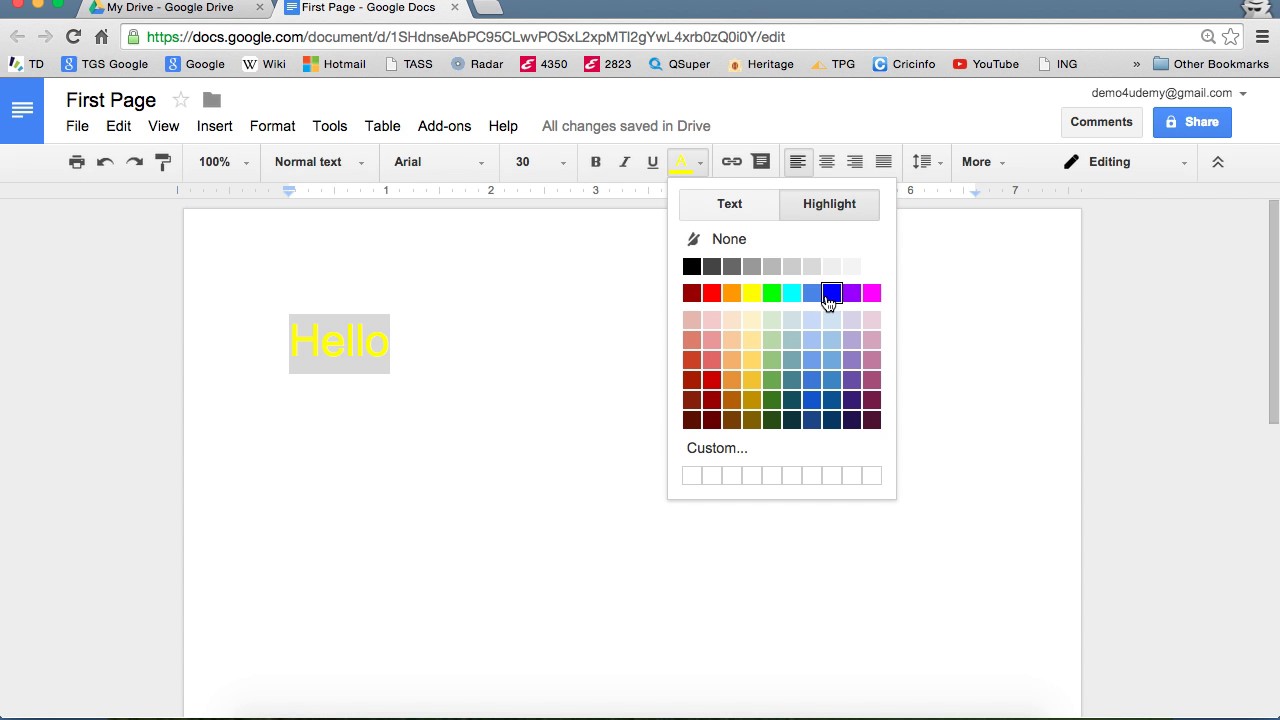 Google Docs - Main Menu Items